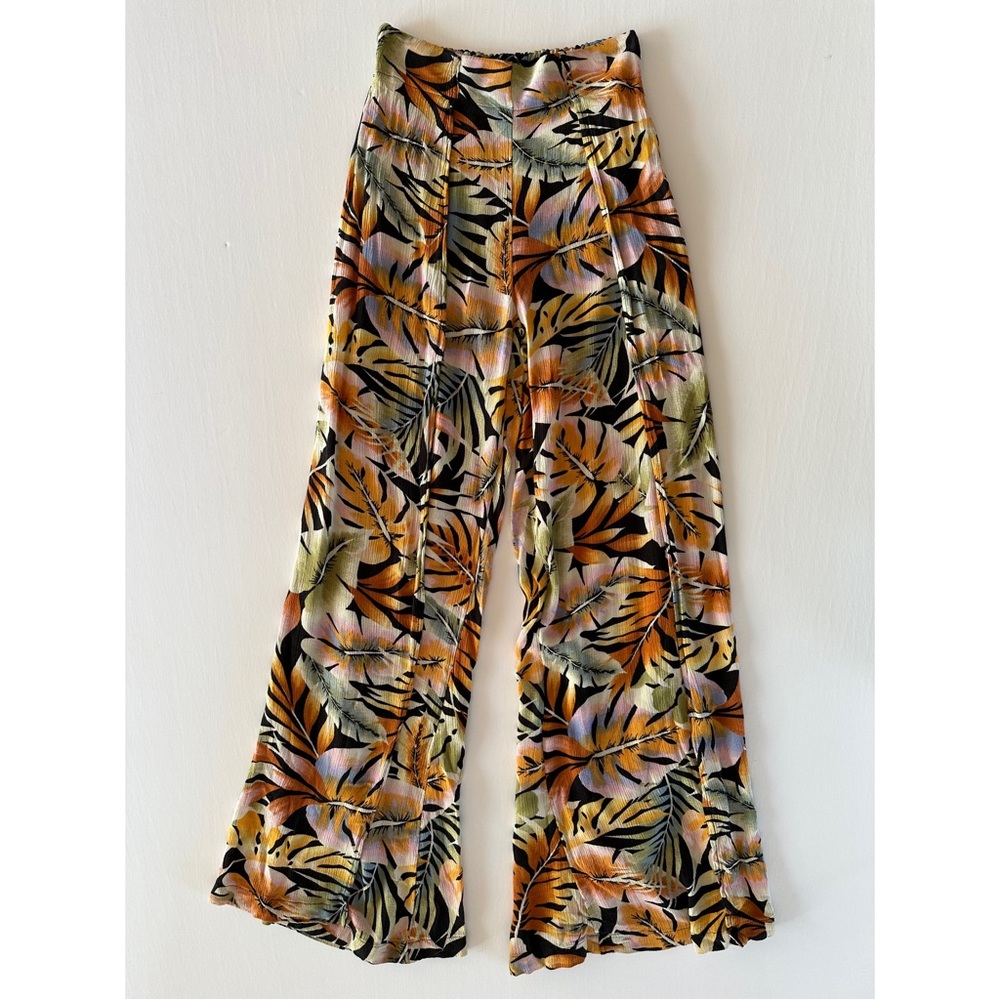 BILLABONG Split Pant Boho Floral Split Wide Leg High Waisted Small